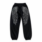 Angel Wing Graphic Jogger Sweatpants Black Fleece Casual Lounge Pants