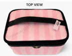 Victoria’s Secret Pink Stripe Cosmetic Bag Travel Makeup Case Large NWT