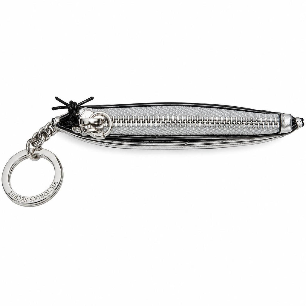 Victoria’s Secret Silver Card Holder Zip Wallet Keychain