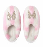 Victoria’s Secret Pink White Faux Fur Angel Wings Slippers NWT S