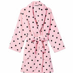 Victoria’s Secret Pink Black Polka Dot Plush Fleece Shawl Robe Women’s