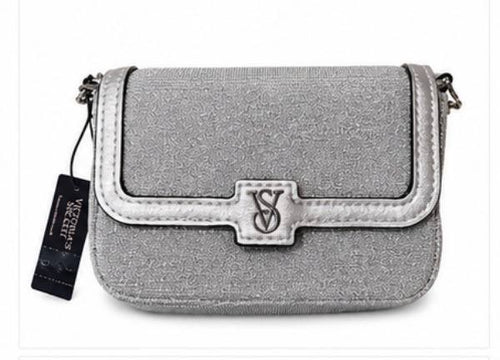 NWT Victoria's Secret Silver Glitter Crossbody Chain Bag Mini Purse