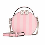 Victoria’s Secret Pink Stripe Round Crossbody Bag Mini Top Handle Chain Purse NW