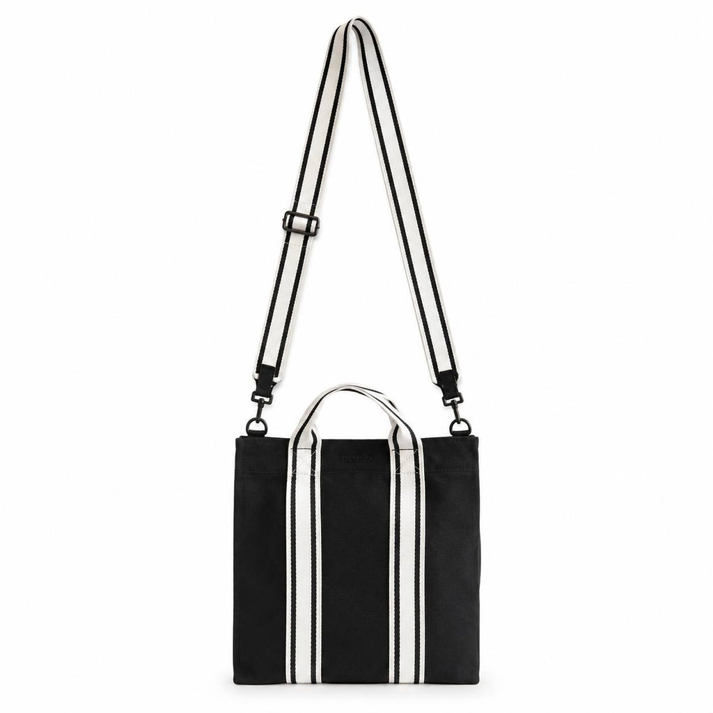 PINK Victoria’s Secret Black Canvas Crossbody Tote Bag Adjustable Strap NWT