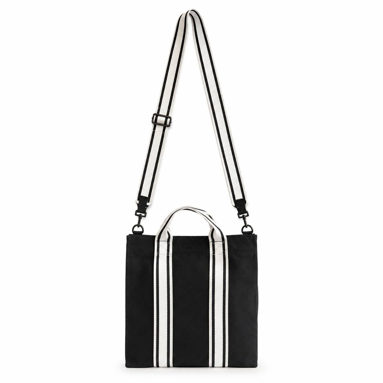 PINK Victoria’s Secret Black Canvas Crossbody Tote Bag Adjustable Strap NWT