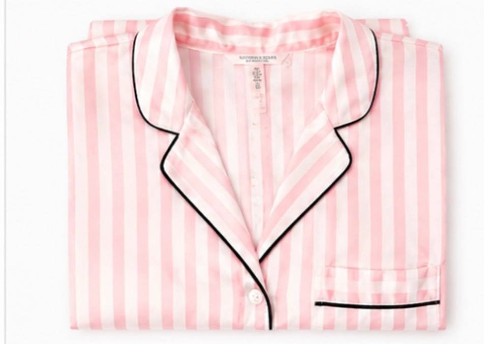 Victoria’s Secret Satin Pajama Set Pink White Stripe Dubai Small NWT