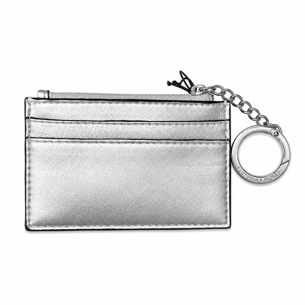 Victoria’s Secret Silver Card Holder Zip Wallet Keychain