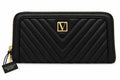 VS-WALLET-BLK-V01 Victoria’s Secret Black Quilted Zip Around Wallet Gold V
