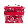 Victoria’s Secret 3-Piece Travel Cosmetic Bag Set Clear Train Case Red Ribbon NW