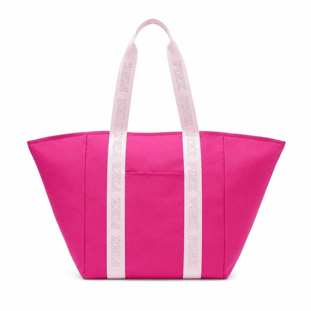 Victoria’s Secret PINK Canvas Tote Bag Hot Pink Zip Top Large