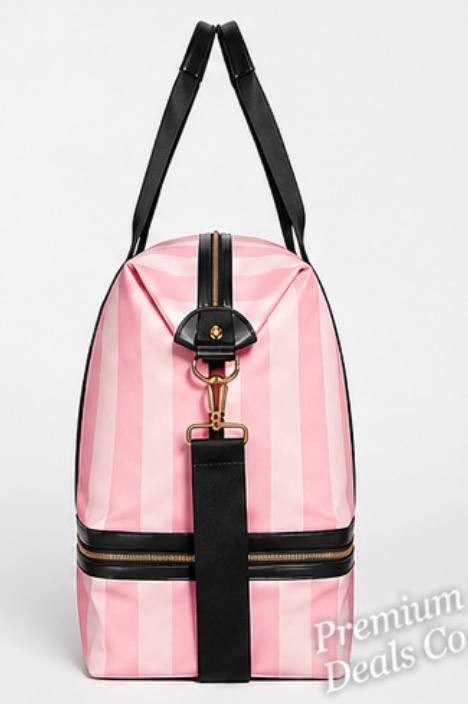 Victoria’s Secret Pink Stripe Weekender Travel Bag Large Tote NWT