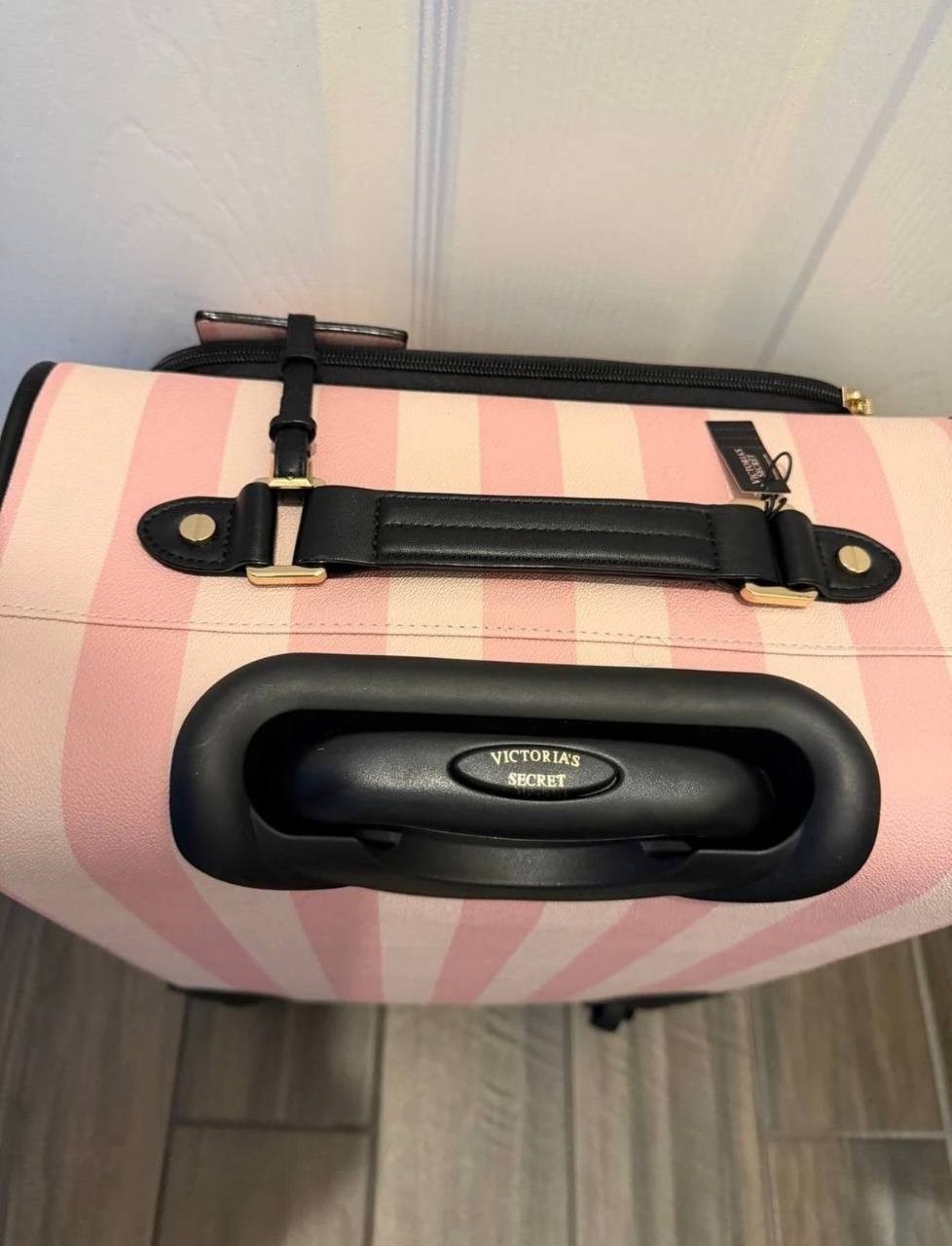 Victoria’s Secret Pink Stripe Rolling Carry On Suitcase Spinner Luggage NWT