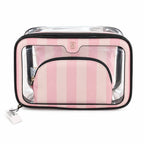 Victoria’s Secret Pink Stripe 3-Piece Cosmetic Bag Travel Pouch Set New