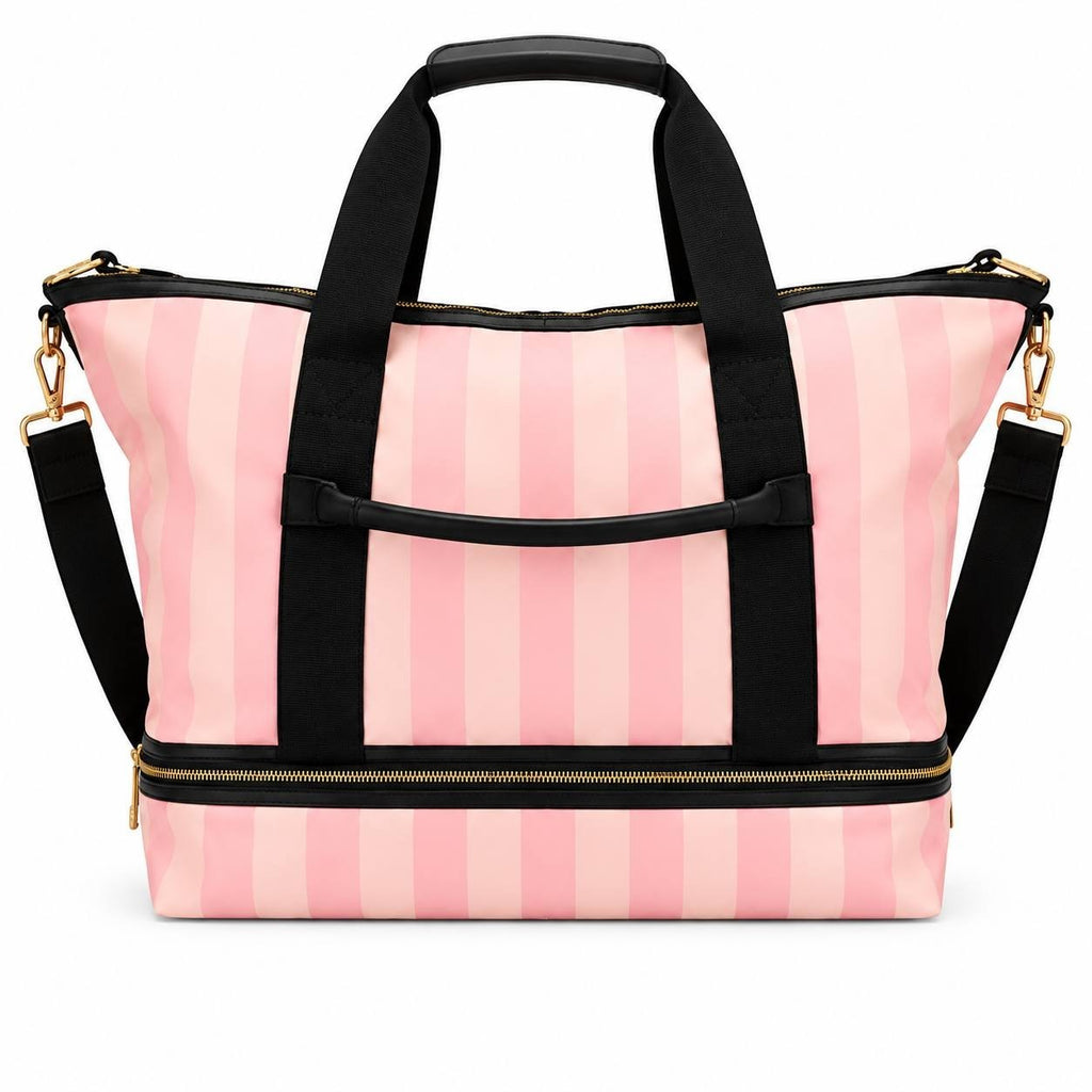 Victoria’s Secret Iconic Stripe Pink Weekender Travel Bag Carry On New