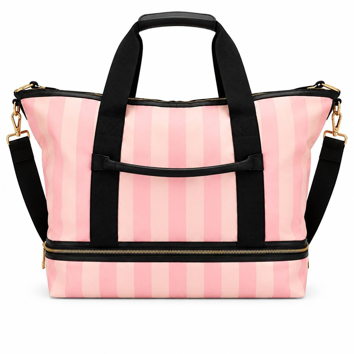 Victoria’s Secret Iconic Stripe Pink Weekender Travel Bag Carry On New