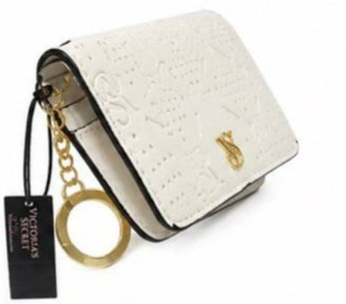 NWT Victoria’s Secret White VS Monogram Card Holder Keychain Wallet