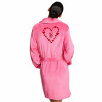 Victoria’s Secret Pink Plush Heart Robe Soft Fleece Belted Bathrobe NWT XS