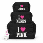 VS PINK 3pc Makeup Bag Set Black