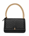 Victoria’s Secret Black Quilted Shoulder Bag Gold Chain VS Logo