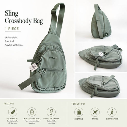 PINK Victoria’s Secret Sling Backpack Crossbody Bag Sage Green Lightweight New