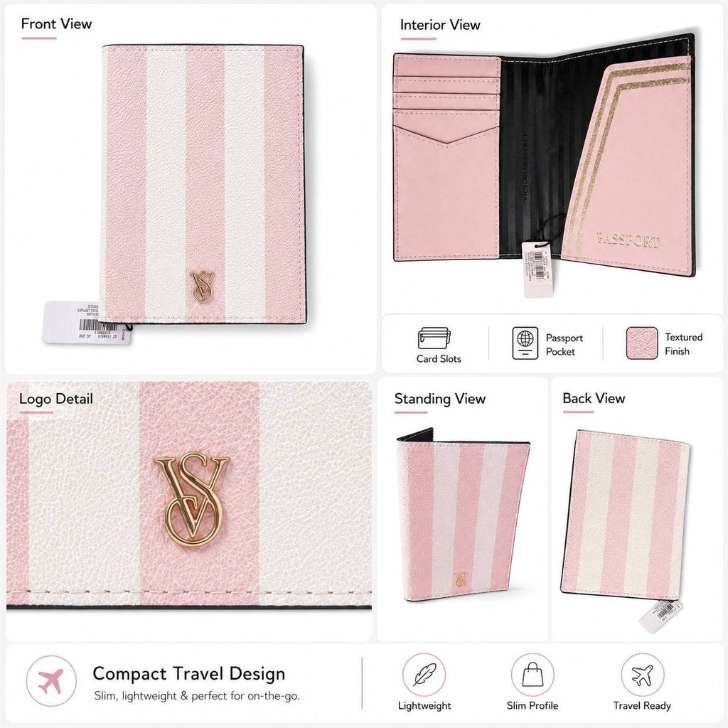Victoria’s Secret Pink Stripe Passport Holder Travel Wallet NWT
