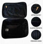 Victoria’s Secret Pink Stripe Cosmetic Bag Travel Makeup Case Large NWT
