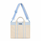 PINK Victoria’s Secret Blue Canvas Crossbody Tote Bag Adjustable Strap NWT