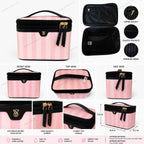 Victoria’s Secret Pink Stripe Cosmetic Bag Travel Makeup Case Large NWT