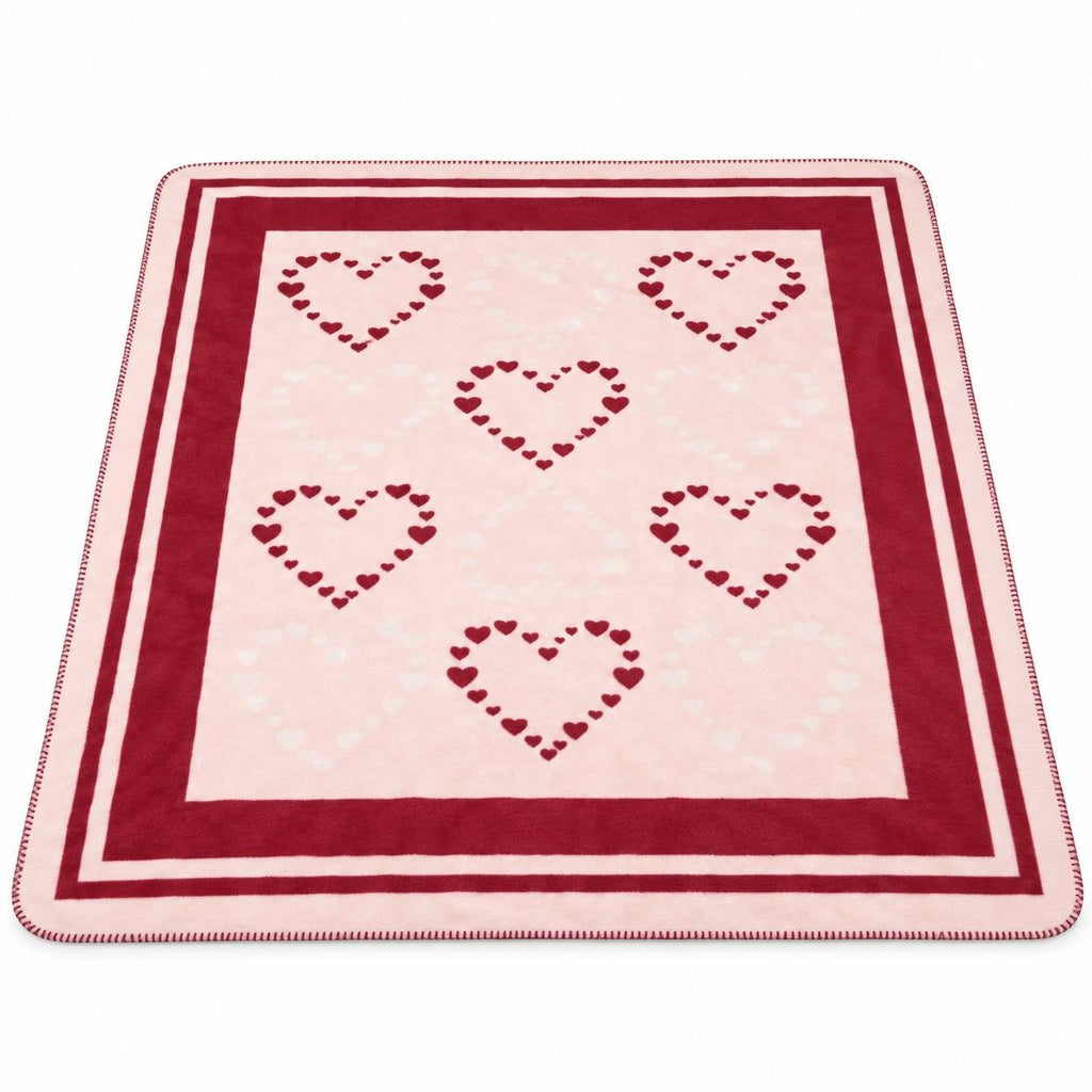 Victoria’s Secret Cozy Fleece Blanket Pink Hearts 59.8x50