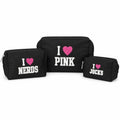 VS PINK 3pc Makeup Bag Set Black