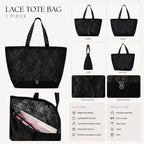 Victoria’s Secret Black Lace Tote Bag Large Shoulder Travel Beach Shopper Purse