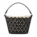 Victoria’s Secret Floral Cutout Bucket Bag Black Crossbody Shoulder Purse NWT