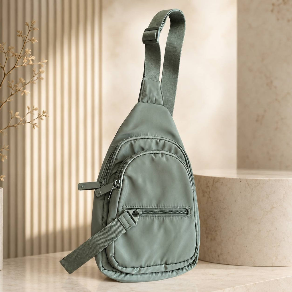 PINK Victoria’s Secret Sling Backpack Crossbody Bag Sage Green Lightweight New