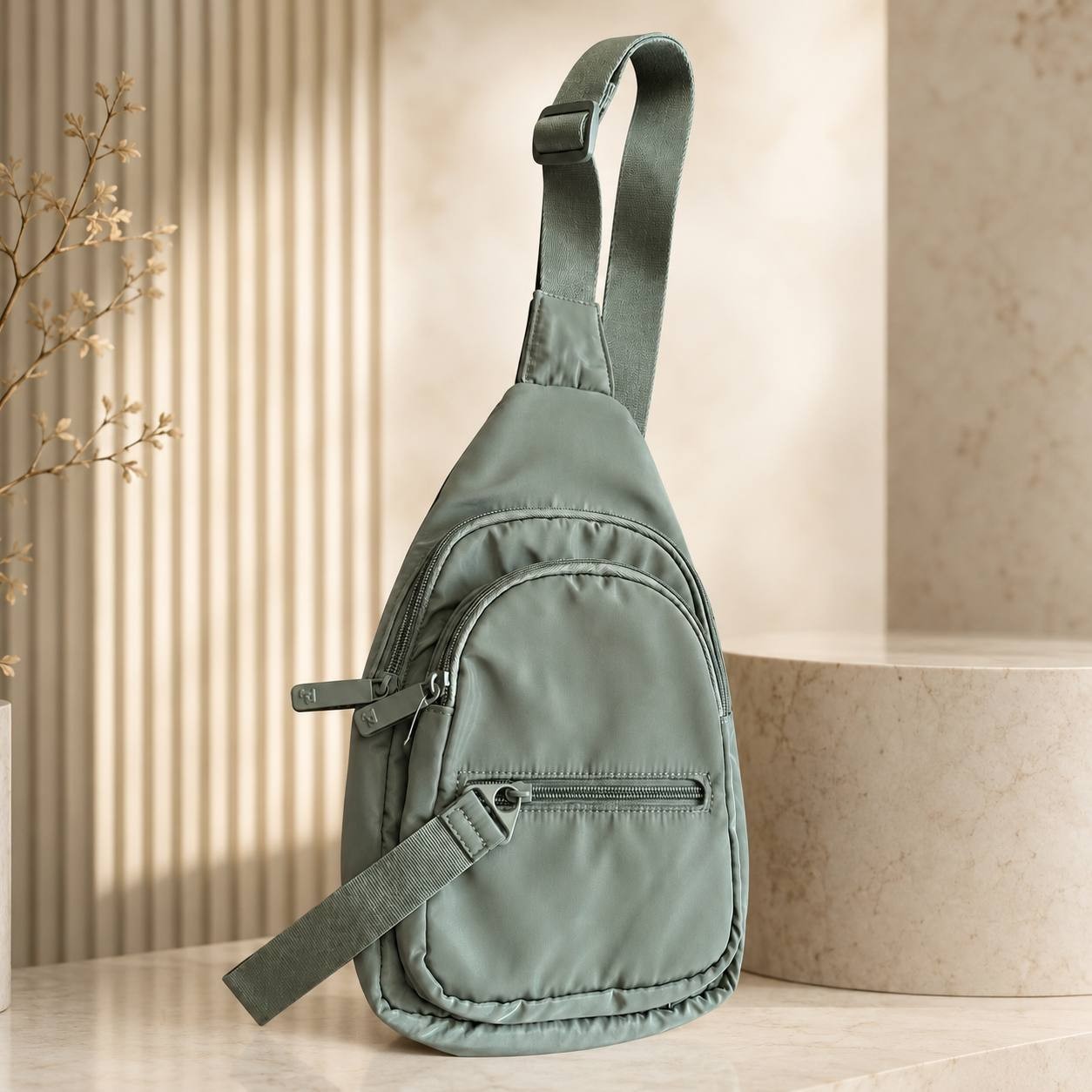 PINK Victoria’s Secret Sling Backpack Crossbody Bag Sage Green Lightweight New