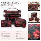 Victoria’s Secret 3-Piece Floral Cosmetic Bag Travel Makeup Organizer Set NWT
