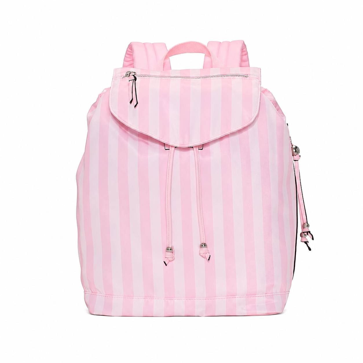 Victoria’s Secret Pink Stripe Drawstring Backpack Travel Gym School Laptop Bag