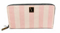 Victoria’s Secret Pink Stripe Zip Around Wallet Clutch NWT Gold Logo