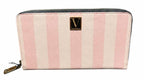 Victoria’s Secret Pink Stripe Zip Around Wallet Clutch NWT Gold Logo