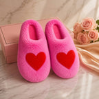 Victoria’s Secret Plush Heart Slippers Women’s Cozy Fuzzy House Shoes Pink