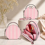Victoria’s Secret Pink Stripe Round Crossbody Bag Mini Top Handle Chain Purse NW