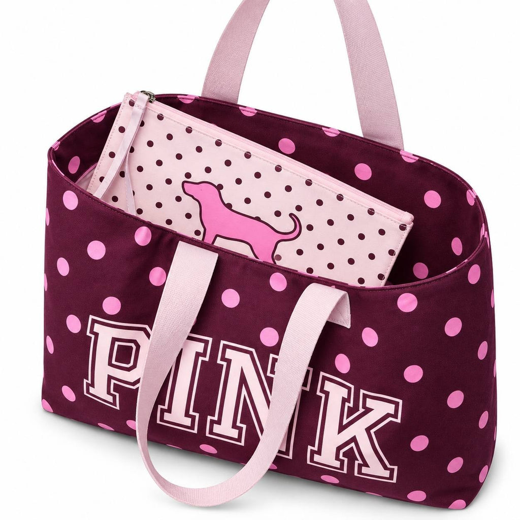 VS-PINK-11288410 Victoria’s Secret PINK Tote Bag Wristlet Pouch Set