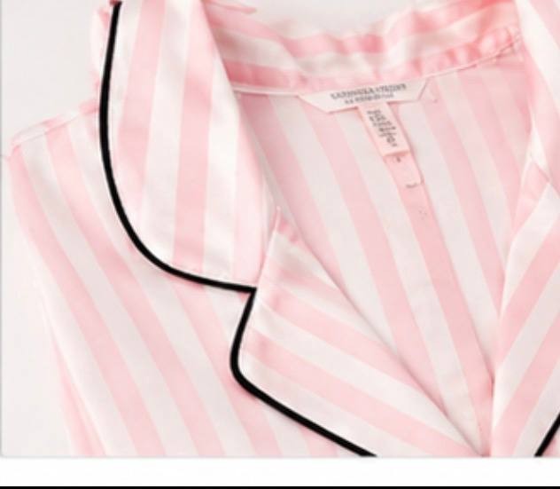 Victoria’s Secret Satin Pajama Set Pink White Stripe Dubai Small NWT