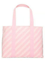 Victoria’s Secret Pink Striped Cotton Canvas Tote Bag Zip Top