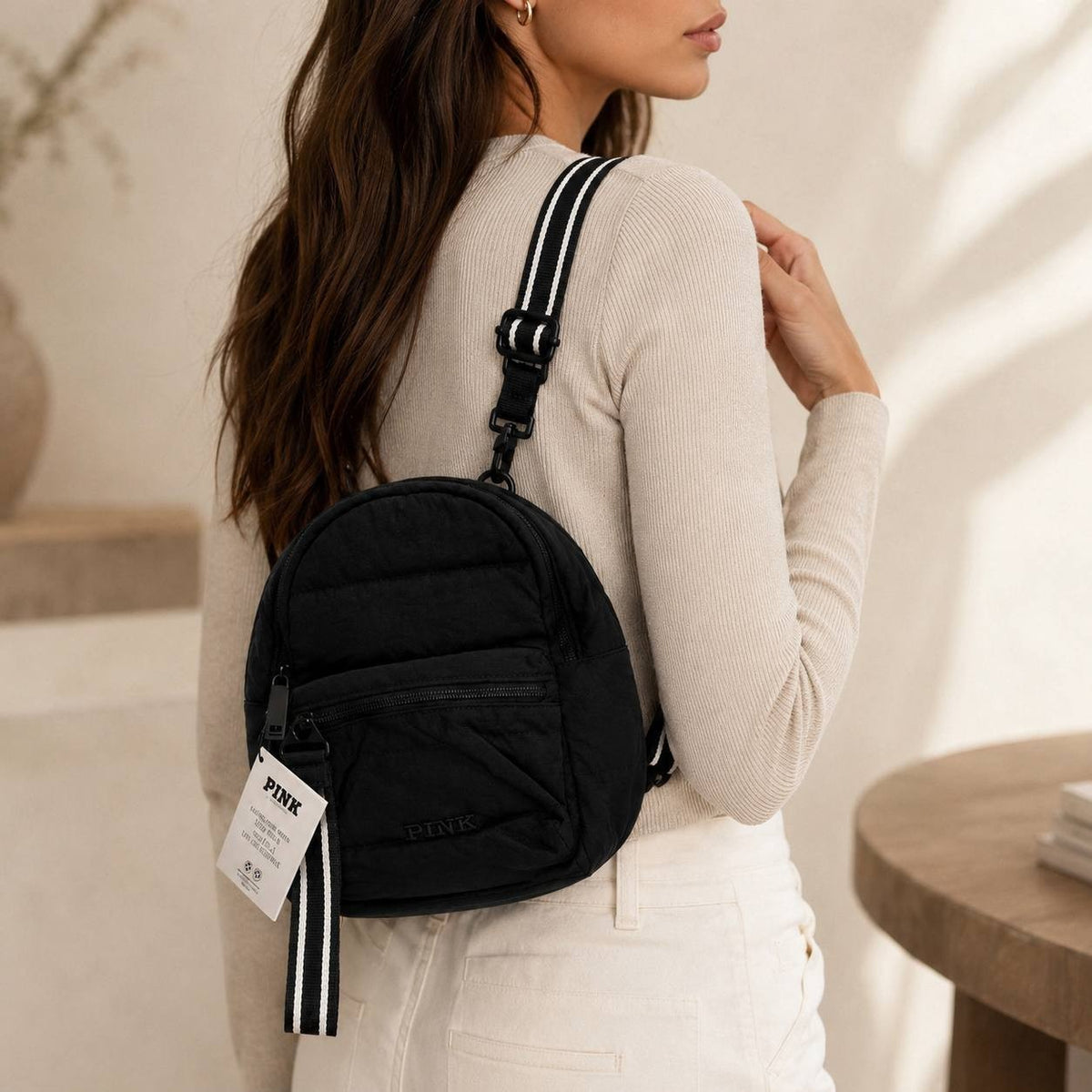 PINK Victoria’s Secret Convertible Mini Backpack Black Crossbody NWT