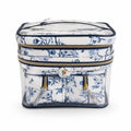 Victoria’s Secret 3-Piece Floral Travel Cosmetic Bag Set Clear Train Case Blue N