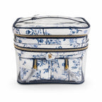 Victoria’s Secret 3-Piece Floral Travel Cosmetic Bag Set Clear Train Case Blue N
