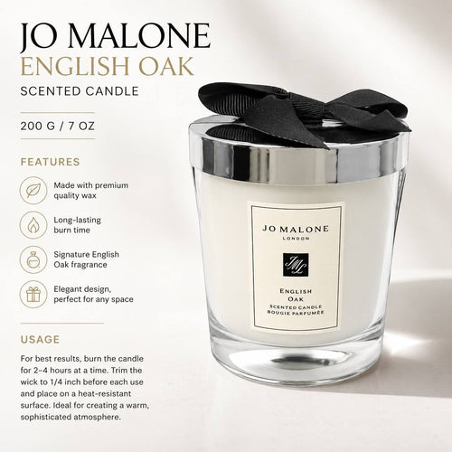 Jo Malone English Oak Scented Candle 200g 7oz Luxury Home Fragrance Gift New