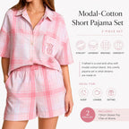 Victoria’s Secret Modal Cotton Short Pajama Set Pink Plaid 2 Piece Sleepwear NWT