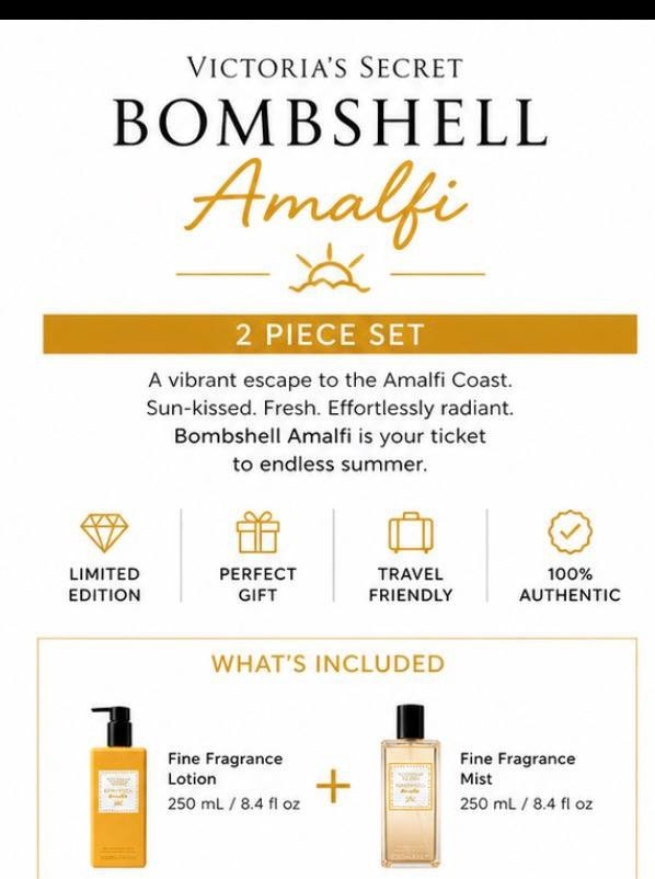 Victoria’s Secret Bombshell Amalfi Mist & Lotion Set 250ml New