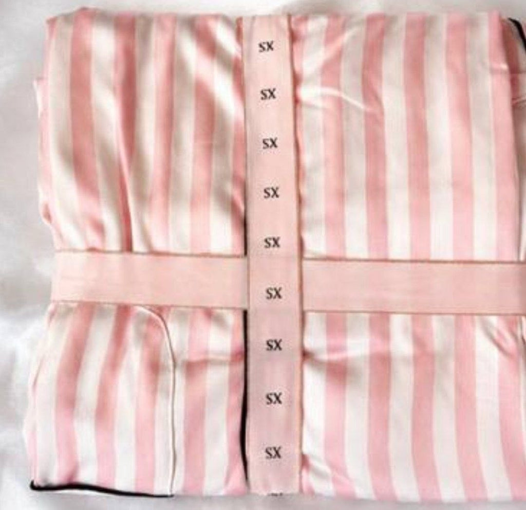 Victoria’s Secret Satin Pajama Set Pink White Stripe Dubai XS NWT